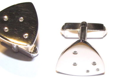 silver and diamond triangle cufflinks