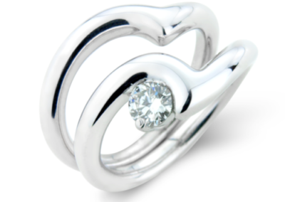 18ct white gold wave engagement and wedding ring set