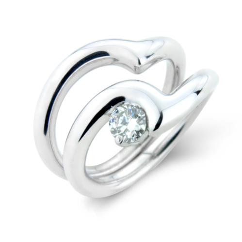 18ct white gold wave engagement and wedding ring set