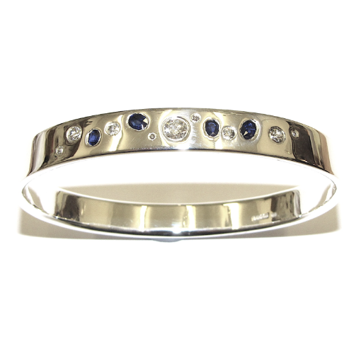 White gold diamond and sapphire bangle