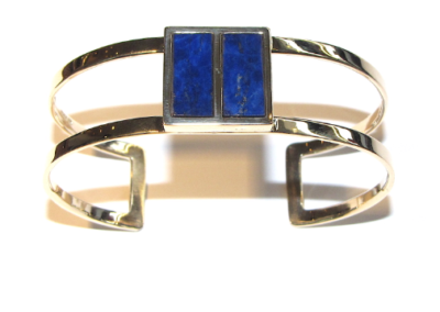 9ct yellow gold lapis lazuli torq bangle