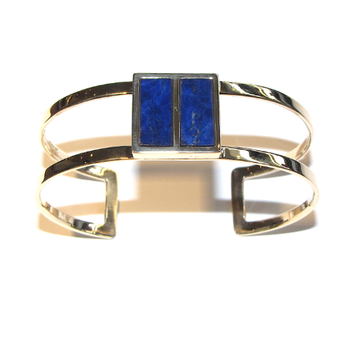 9ct yellow gold lapis lazuli torq bangle