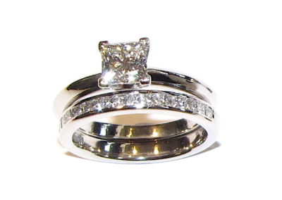 18ct white gold channel set wedding ring