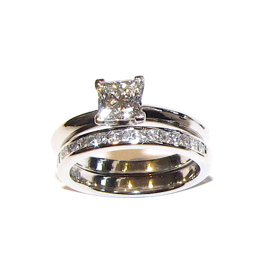 18ct white gold channel set wedding ring