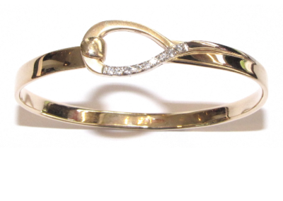 9ct yellow gold diamond tension bangle