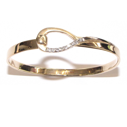 9ct yellow gold diamond tension bangle