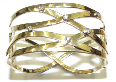 yellow gold diamond cuff