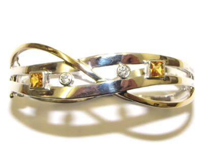 yellow and white gold yellow sapphire and diamond bangle