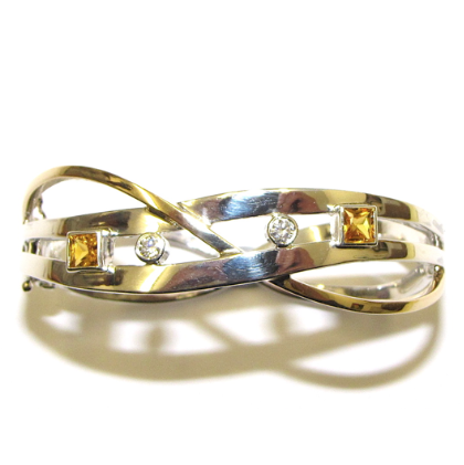 yellow and white gold yellow sapphire and diamond bangle